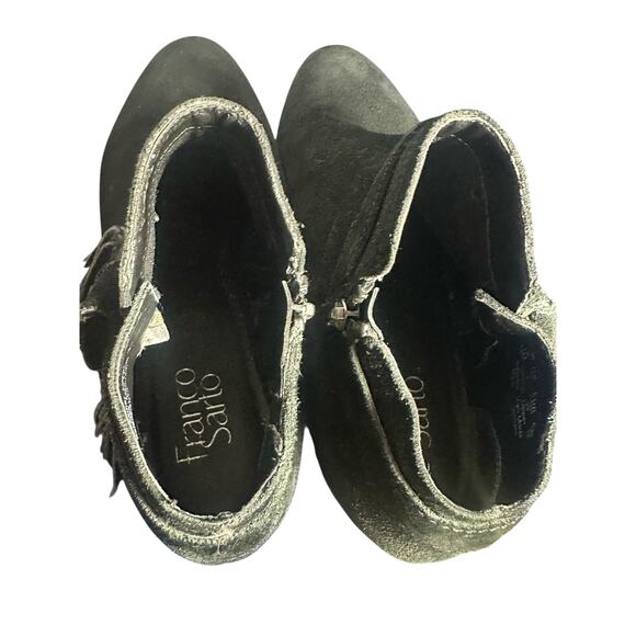 Franco Sarto Suede Tassel Ankle Boots Black Size 9M Leather Upper Modern Boho - Picture 9 of 11